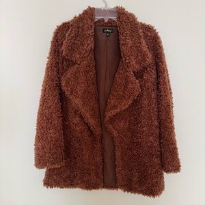 audrey Chestnut Brown Faux Shearling Teddy Coat